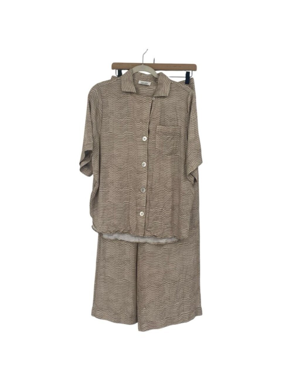 Haven Well Within Size Small Marled Pajama Set Beige Brown Satin Lounge Viscose - Picture 2 of 16